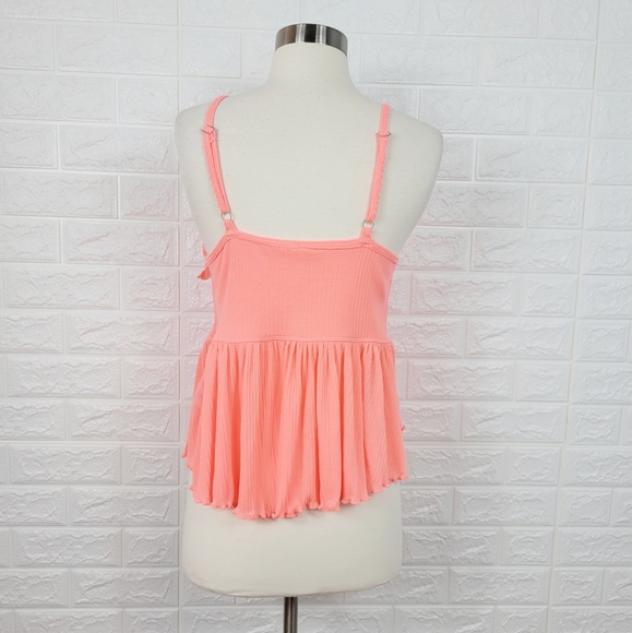 FREE PEOPLE Pink Tiered V-Neck Ruffle Tnak Top | M - Picture 6 of 12